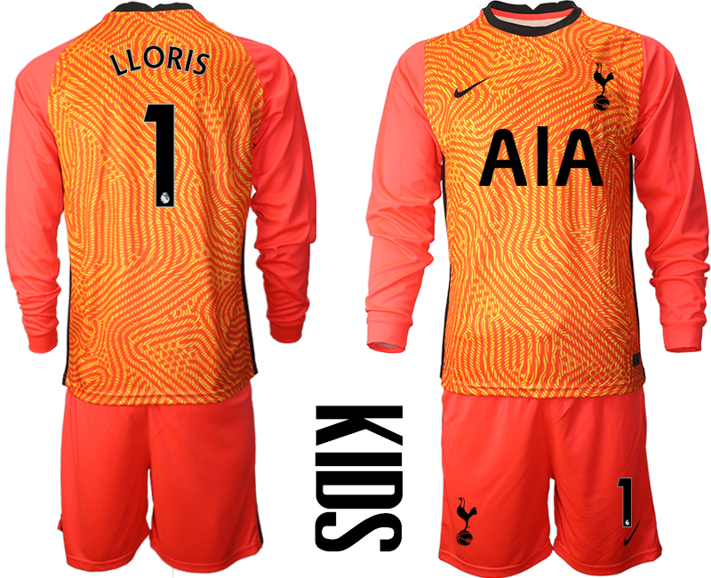 2021 Tottenham Hotspur red goalkeeper long sleeve youth #1 soccer jerseys